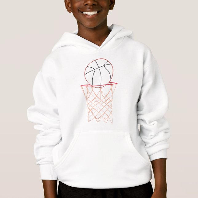 Outline art - basketball and hoop drawing, shirts (Front)