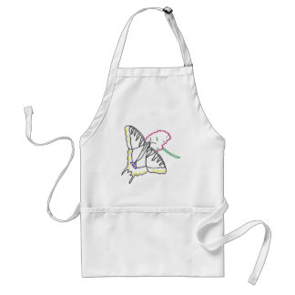 Outline art drawing, butterfly and flower aprons