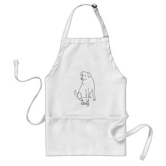 Outline art drawing, coloring dog sitting, aprons