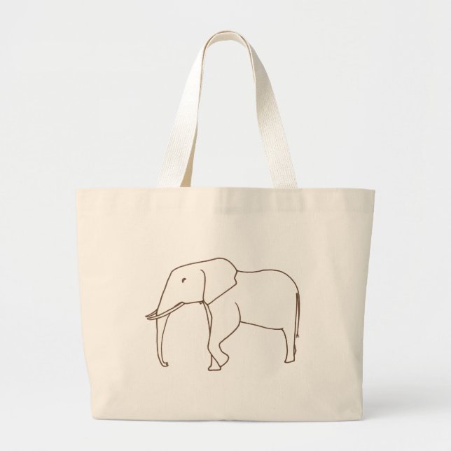 Outline Art Drawing - Elephant, canvas bags (Front)