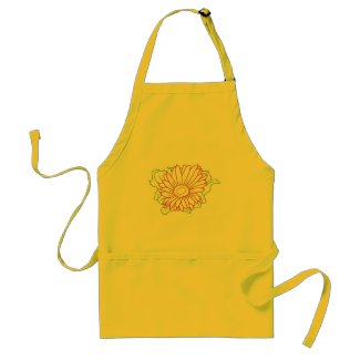 Outline art drawing, fuchsia flower coloring apron