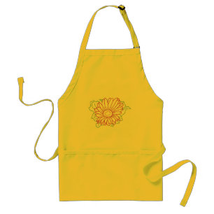 Outline art drawing, fuchsia flower coloring apron