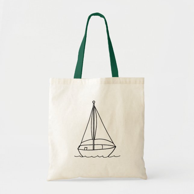 Outline Art Drawing of a sail boat, canvas bags (Front)