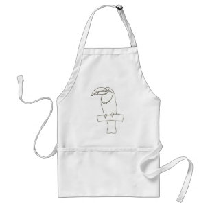 Outline art drawing of a Toucan bird on a branch Adult Apron