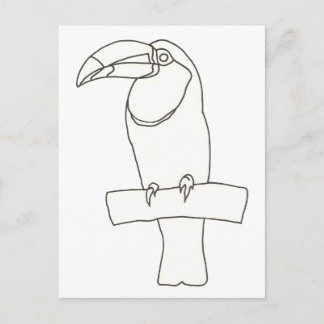 Outline art drawing of a Toucan bird Postcards