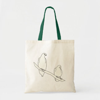 Outline Art Drawing of Two Birds on a Branch Bags