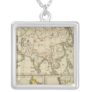 Outline Asia, S America, etc Silver Plated Necklace