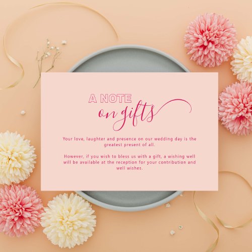Outline Bold Text Note on gifts Enclosure Card