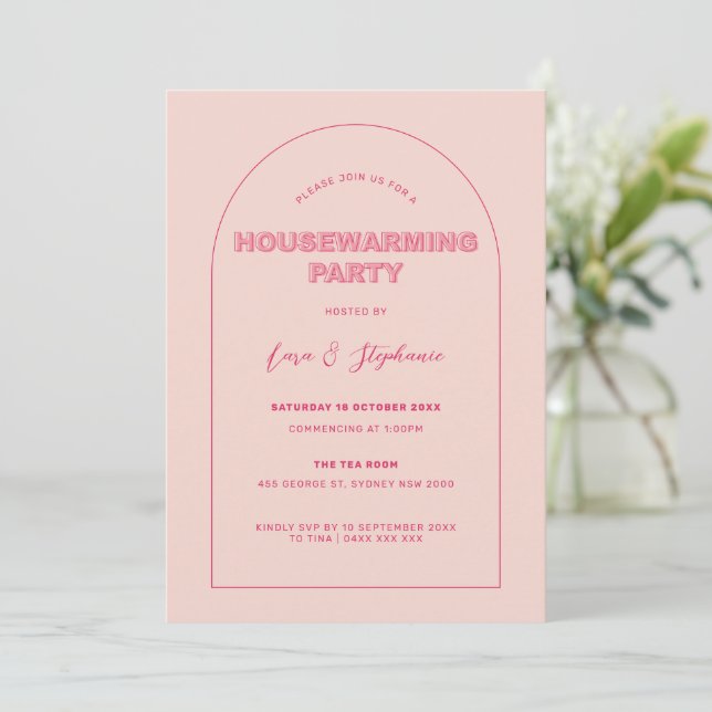 Outline Bold Type Housewarming Party Invitation (Standing Front)