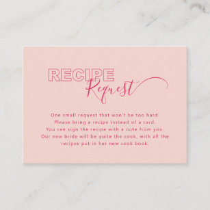 Outline Bold Type Text Bridal Recipe Request Card