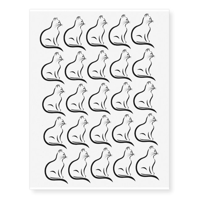 Outline Cat Design Temporary Tattoos (Front)
