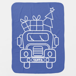 Outline Christmas truck Santa car front view Baby Blanket