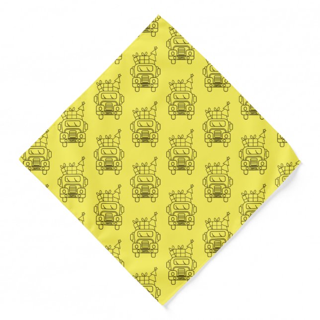 Outline Christmas truck Santa car front view Bandana (Front)