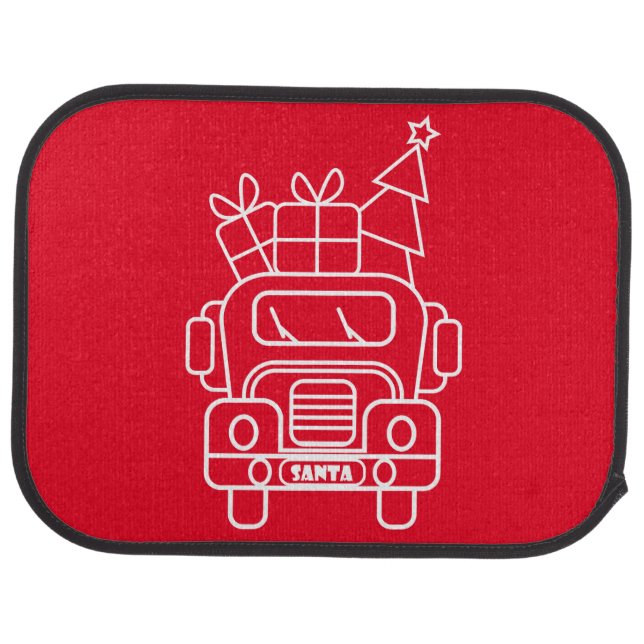 Outline Christmas truck Santa car front view Car Floor Mat (Rear)