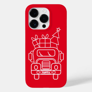 Outline Christmas truck Santa car front view Case-Mate iPhone 14 Pro Case