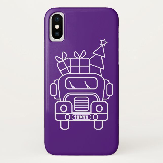 Outline Christmas truck Santa car front view Case-Mate iPhone Case (Back)