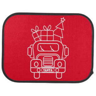 Outline Christmas truck Santa car front view Floor Mat