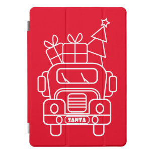 Outline Christmas truck Santa car front view iPad Pro Cover