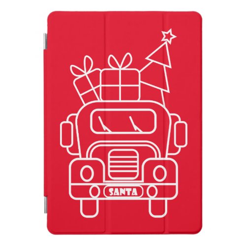 Outline Christmas truck Santa car front view iPad Pro Cover