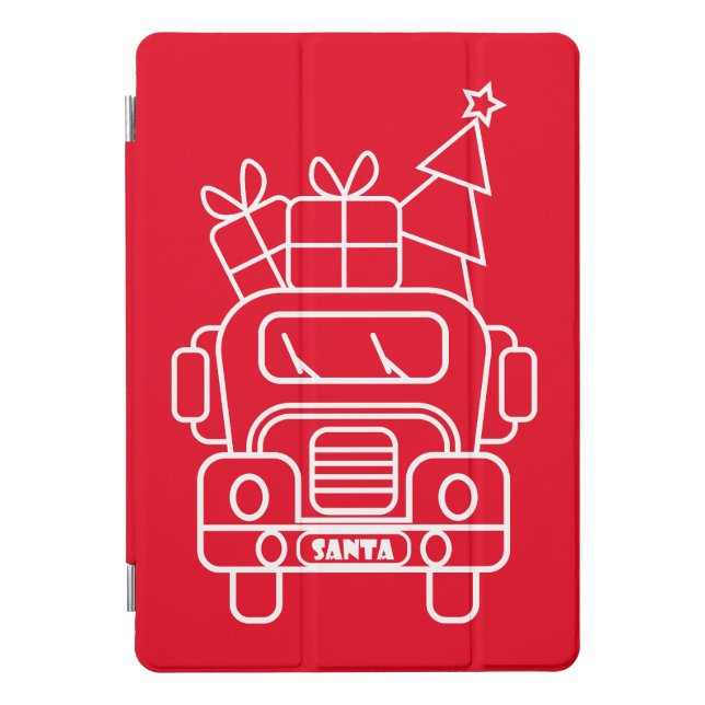 Outline Christmas truck Santa car front view iPad Pro Cover (Front)