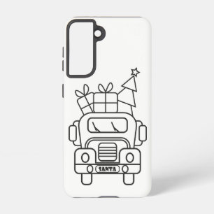 Outline Christmas truck Santa car front view Samsung Galaxy S21 Case