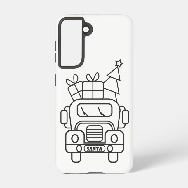 Outline Christmas truck Santa car front view Samsung Galaxy Case (Back)