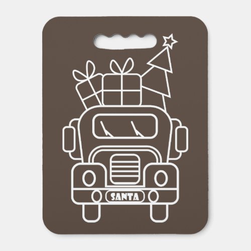 Outline Christmas truck Santa car front view Seat Cushion