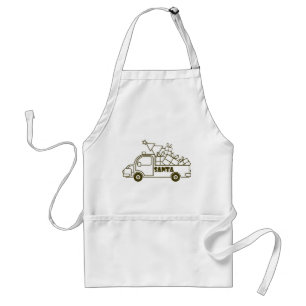 Outline Christmas truck Santa car side view Adult Apron