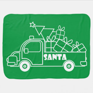 Outline Christmas truck Santa car side view Baby Blanket