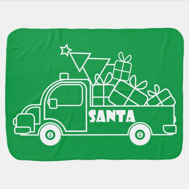 Outline Christmas truck Santa car side view Baby Blanket (Horizontal)