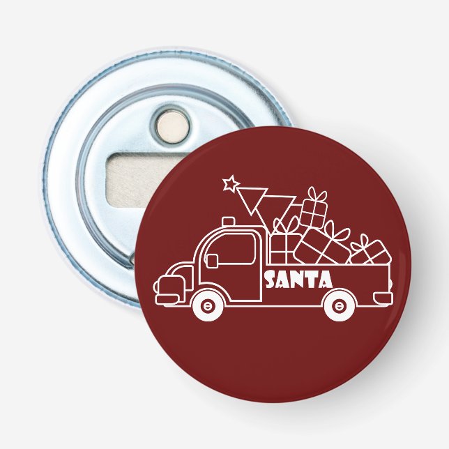 Outline Christmas truck Santa car side view Bottle Opener (Front)