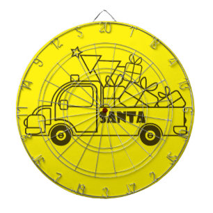 Outline Christmas truck Santa car side view Dart Board