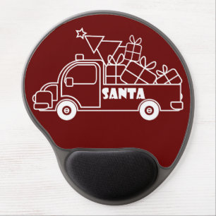 Outline Christmas truck Santa car side view Gel Mouse Pad