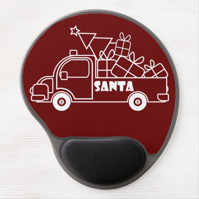 Outline Christmas truck Santa car side view Gel Mouse Pad (Front)