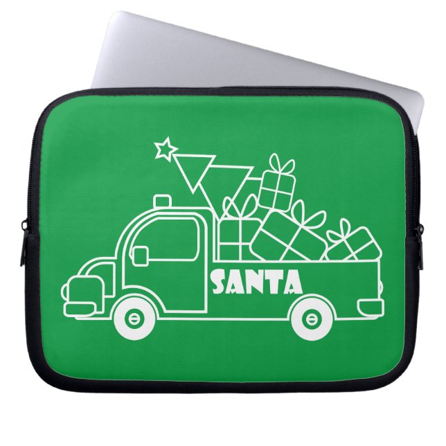 Outline Christmas truck Santa car side view Laptop Sleeve (Front)