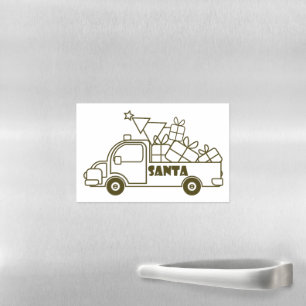 Outline Christmas truck Santa car side view Magnetic Dry Erase Sheet