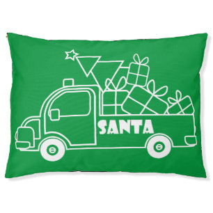 Outline Christmas truck Santa car side view Pet Bed