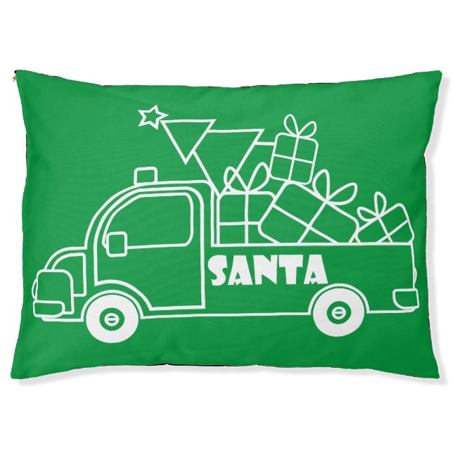 Outline Christmas truck Santa car side view Pet Bed (Front)