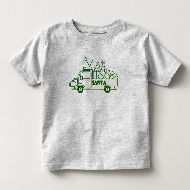 Outline Christmas truck Santa car side view Toddler T-shirt (Front)