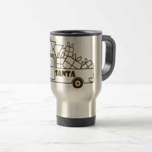Outline Christmas truck Santa car side view Travel Mug