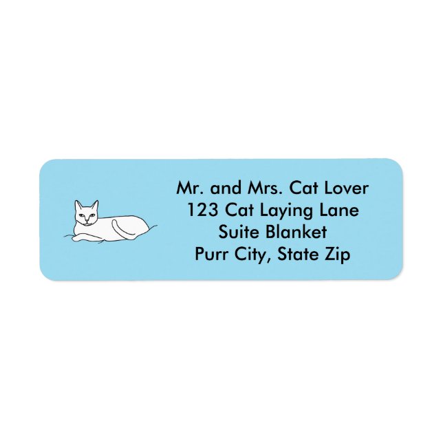 Outline Drawing Cat Laying Address Labels (Front)