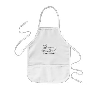 Outline drawing, cat laying, coloring aprons