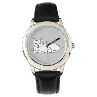 Outline drawing, cat laying, custom watch