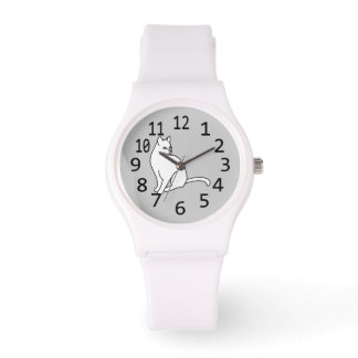 Outline drawing cat sitting Numbered Watch
