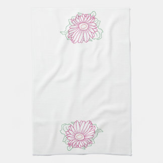 Outline Drawing, Fuchsia Flowers Kitchen Towels