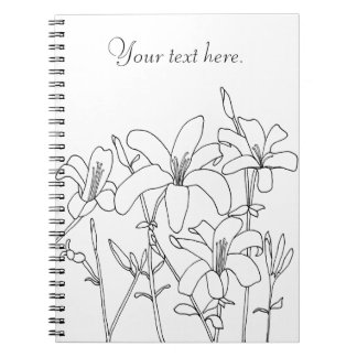 Outline Drawing Lily Flowers Custom Notebooks