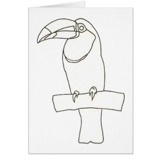 Outline drawing of a Toucan bird on branch Cards