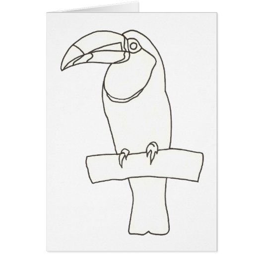 Outline drawing of a Toucan bird on branch Cards (Front)