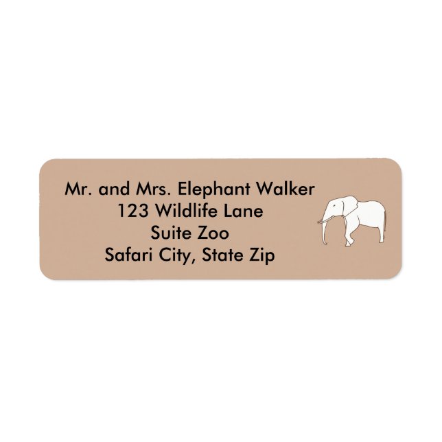 Outline Drawing of Elephant Address Labels (Front)