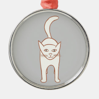 Outline Drawing of Standing Cat Halloween Ornament